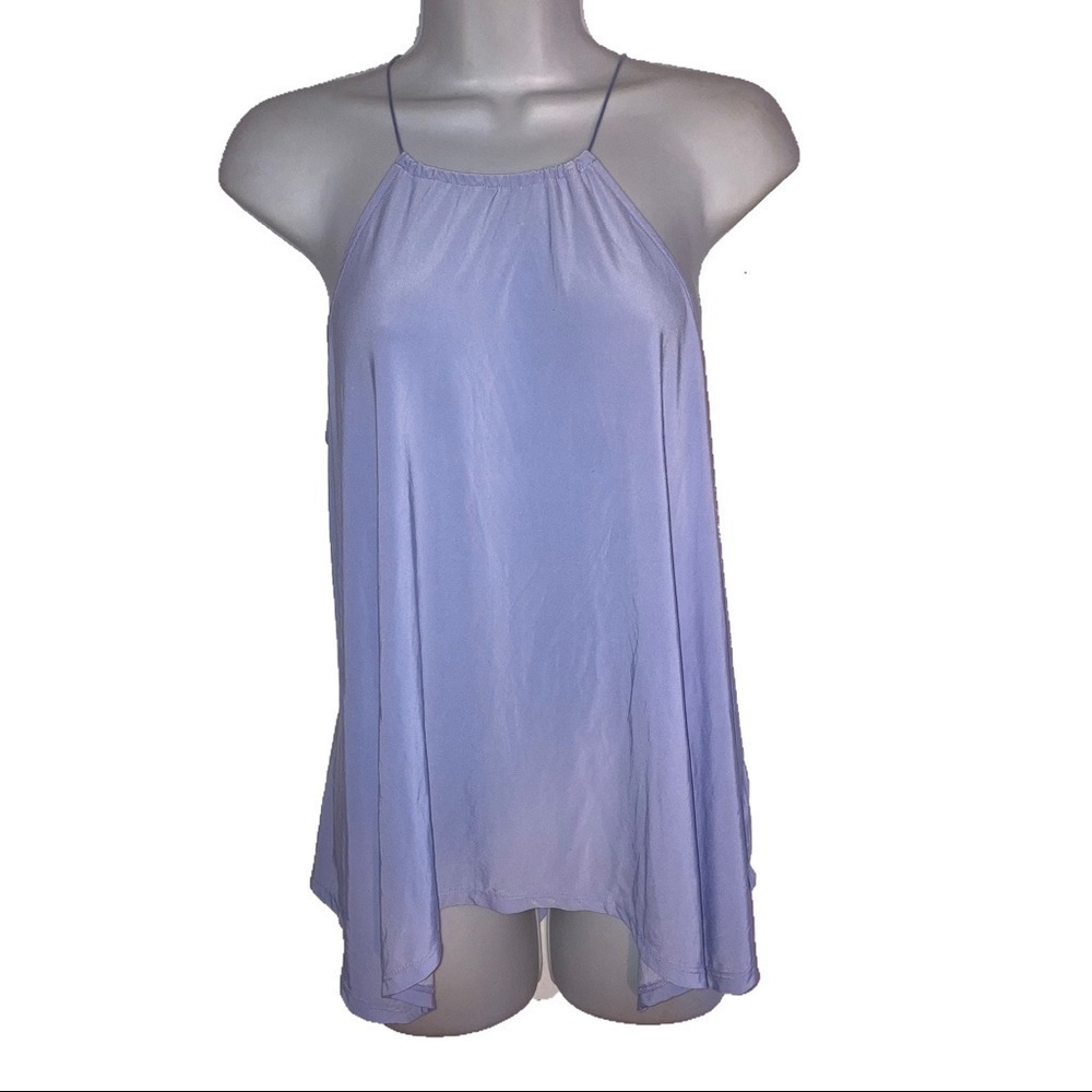 Express Stretch Swing Asymmetrical Hem Tank S Light Blue*
